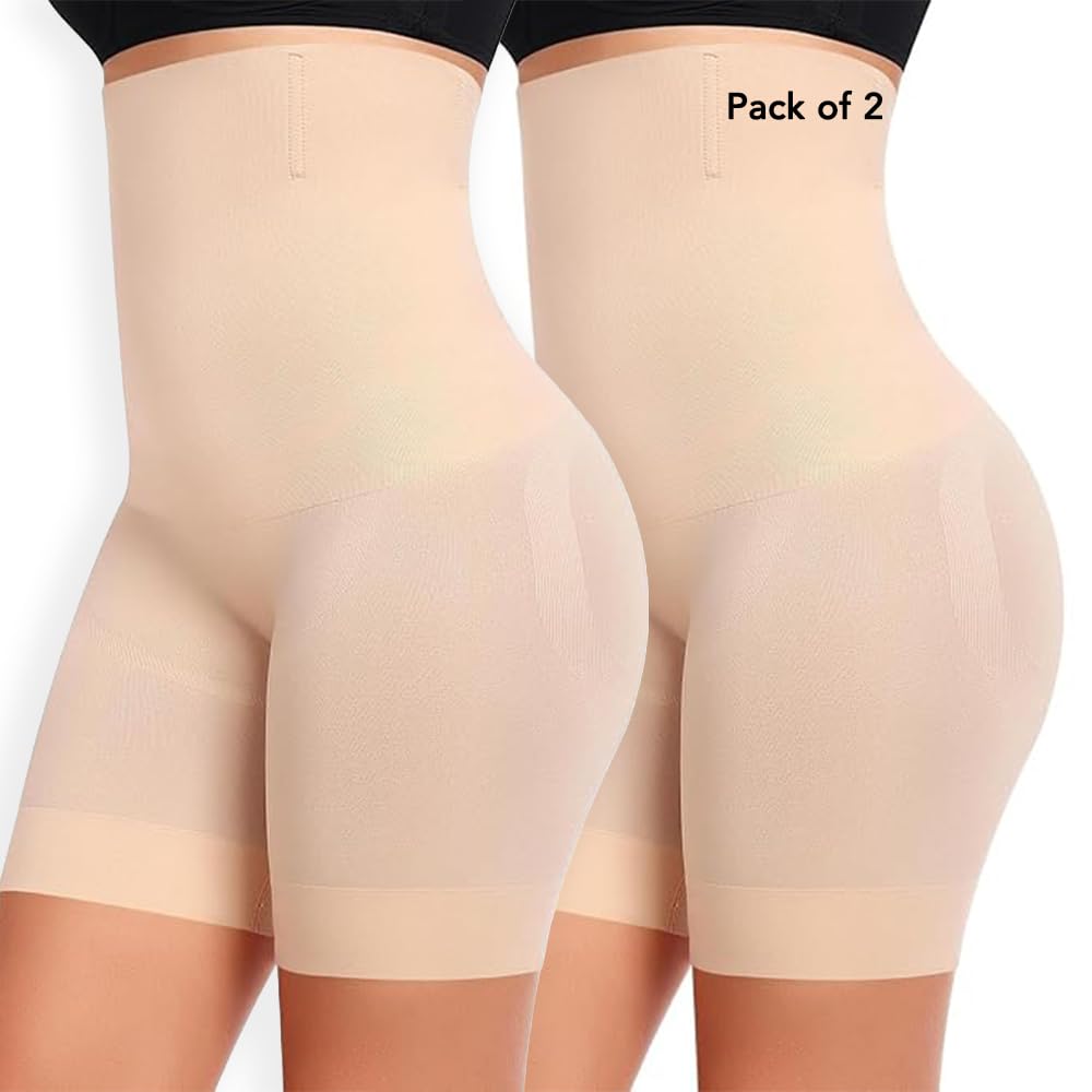Women Shapewear | High Waist Tummy Control Belly Fat Shaper | Comfortable Body Shaper (Skin Colour) (Size L) (Waist 30 to 38 Inch)(Pack of 2)-image-12