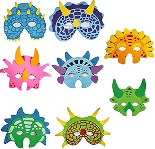16PCS Dinosaur Party Masks, Dinosaur Foam Masks for Kids Dino Party Masks Animal Face Masks with Elastic Rope for Halloween Cosplay Birthday Masquerade School Activity