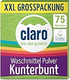 claro Kunterbunt 2,2 kg Waschmittel-Pulver - XXL Großpackung für 75 Wäschen - Waschpulver für Buntwäsche in der Waschmaschine