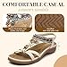 Littleplum Womens Sandals Arch Support Bohemian T-Strap Flower Rhinestone Sandals Women's Non Slip Summer Beach Flat Sandals Cream White Size 10