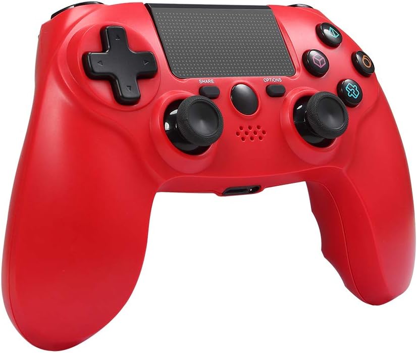 Jevogh Wireless Controller for PlayStation 4, GR99 DualShock PS4 Controller Bluetooth Rechargeable Gamepad with Touch Pad, Light Bar and 3.5mm Audio Jack - RED (Third-Party Made)