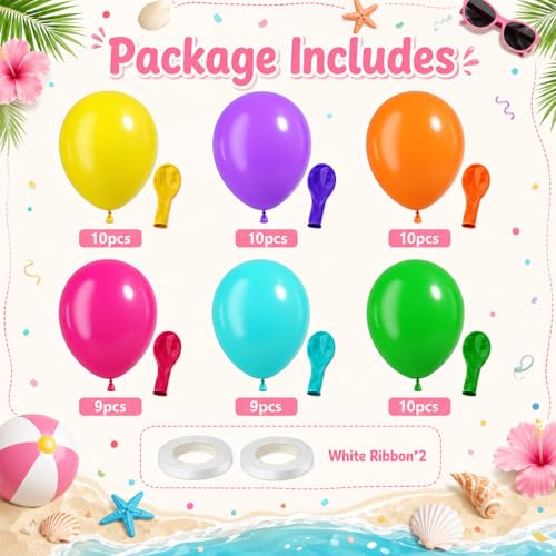 Image of Assorted Color Balloons, 60 Pcs 12 Inch Rainbow Latex Balloons in Teal Green Rose Red Yellow Orange Purple for Birthday Baby Shower Wedding Party Decorations