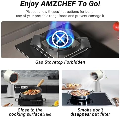 AMZCHEF Portable Range Hood, Desktop Exhaust Fan with 3 Speed Range Hood,Low Noise Large Oil Collection Cup,Detachable Aluminum Filter, Portable Kitchen Exhaust Fan for Indoor BBQ, Hot Pot-wc — view 8