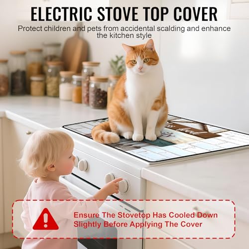 Image of Stove Top Cover for Electric Stove,Glass Stove Top Cover, Heat Resistant Glass Cooktop Cover, Stovetop Protector, Kitchen Decor, Dish Drying Mats Cover for Ceramic Washer Top 28.5x20.5 inch