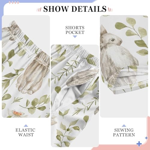 ZZXXB Bunny Leaves Boys Long Pants Soft Trousers Elastic Waist Kids Lounge Bottoms with Pockets S-XL4