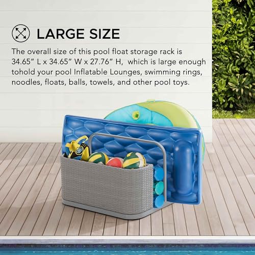 Sunjoy Rust-proof Aluminum Pool Float Storage Rack, 35-Inch Outdoor ...