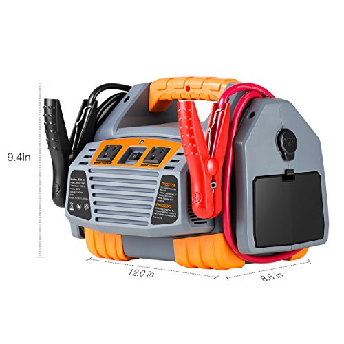 POTEK Portable Power Source:1500 Peak/ 750 Instant Amps Jump Starter, 300W Inverter,150 PSI Air Compressor