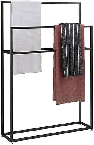 Estante De Secado De Toallas Independiente, Soporte De Toallero De Metal Moderno De 2 Niveles, Estante De Toallero Ducha De Baño Almacenamiento De Baño Toallas De Mano, 85 * 20 * 110