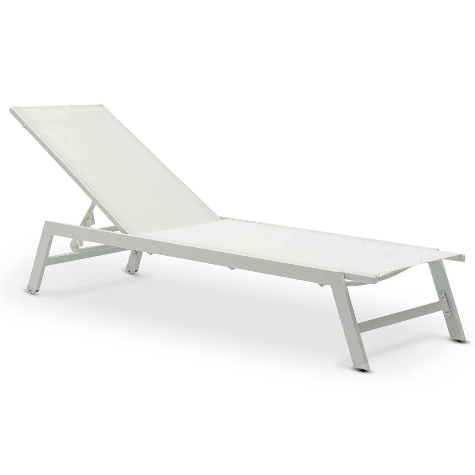 IDIMEX Gartenliege ESPIRITU höhenverstellbar, cremeweiß– Sonnenliege mit verstellbarem Kopfteil aus Aluminium und UV-beständigem Textilene, für Terrasse Balkon Garten Outdoor Relaxliege
