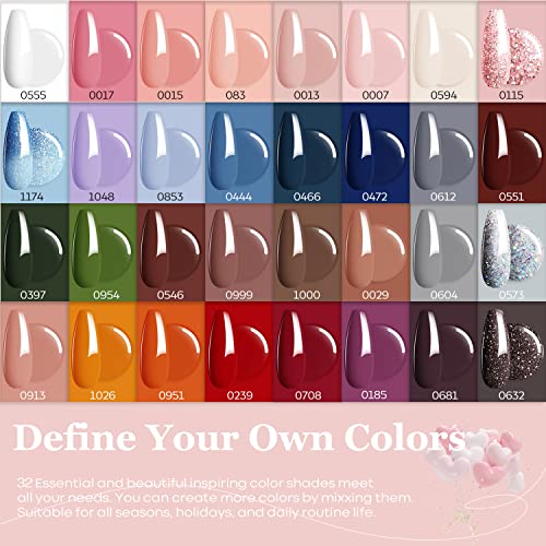 Modelones 36 Pcs Gel Nail Polish Kit, All Seasons Gel Polish Colors 7Ml Soak Off Nude Gray Pink Blue Glitter Nail Polish Gel Starter Kit With Matte & Glossy Gel Top Base Coat Gift Set For Women #TOP2