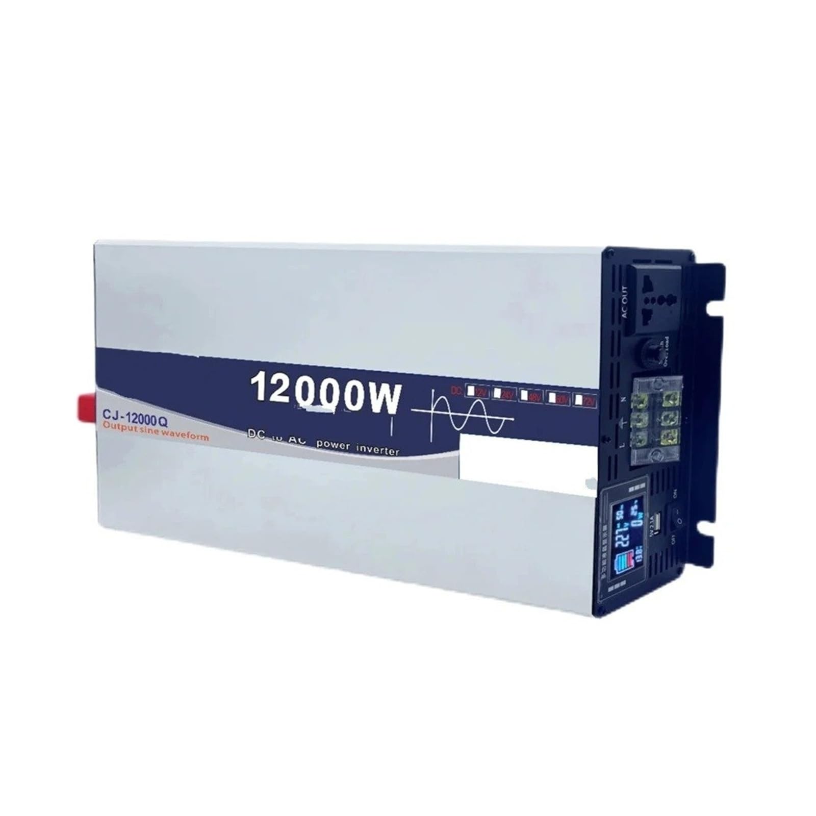 Inversor Corriente Coche 12V 24V 48V 60V AC110V220V 6000W 8000W 12000W Inversor Onda Sinusoidal para Pura Fuente Alimentación Cargador Solar Coche Hogar RV(12000W Remote,230V 50HZ,24V)