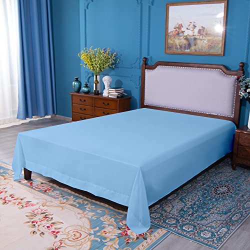 Image of NTBAY Twin XL Microfiber Flat Sheet, 66 x 102, Sky Blue