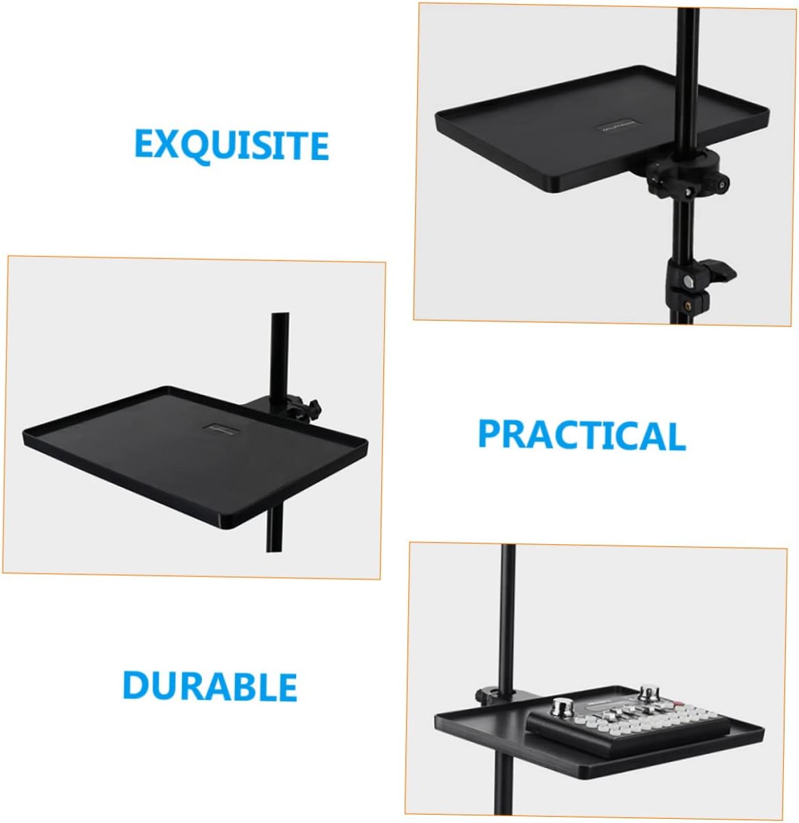 Sound Card Holder Tray for Live Broadcasts Microphone Stand Clamp Plastic Shelf for Streaming and Recording Compatible Mic Stands