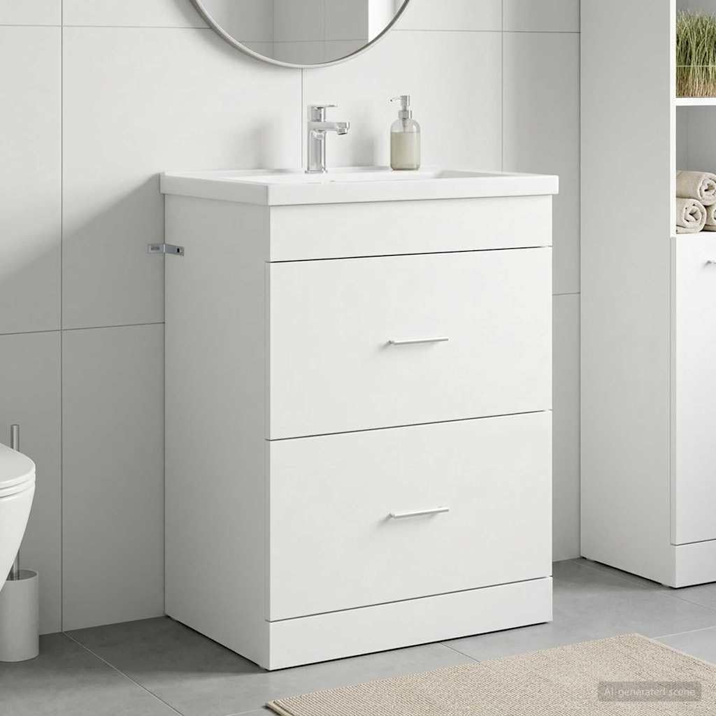Mobiletto Bagno Sotto Lavabo Bianco 56 x 37,5 x 81 cm