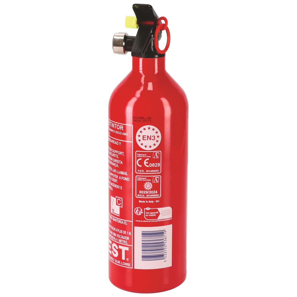 Autobest Lot de 2 extincteurs 1kg à Poudre - Classes de Feux ABC - avec manomètre et Support - pour Voiture et Maison