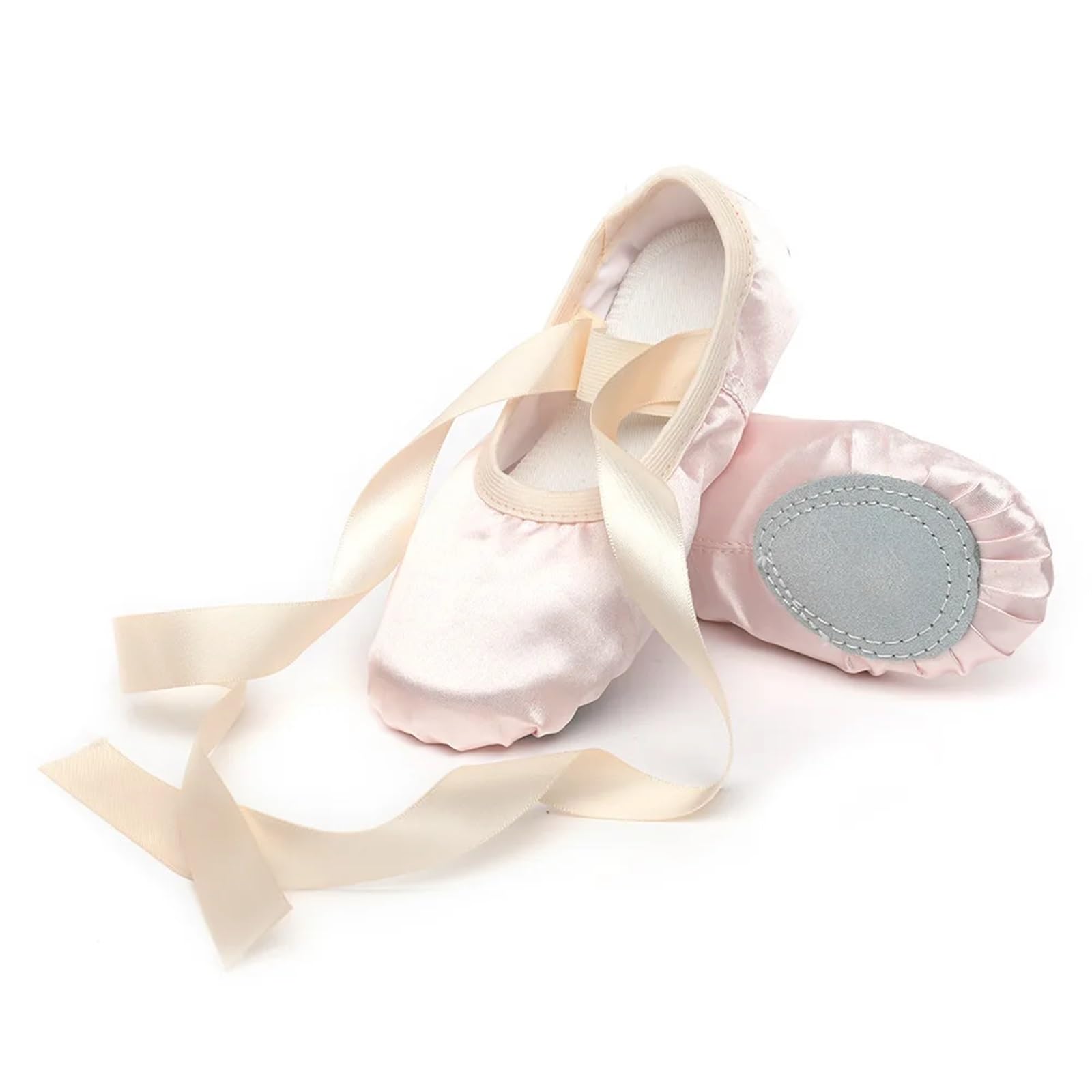 YGSGJSP Ballet shoes Girls Pink Dance Wear Satin Ribbon Soft Sole Ballet Shoes(Beige,35)