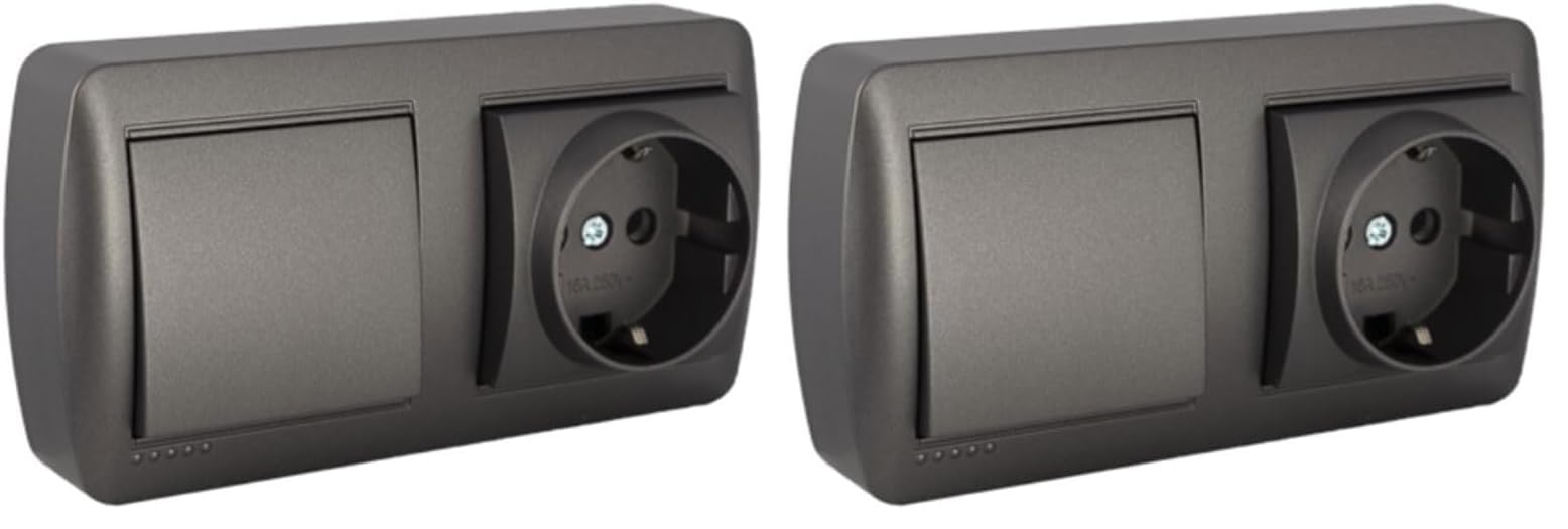 Base Schuko con conmutador ancho grafito: acabe con la falta de enchufes e interruptores en casa