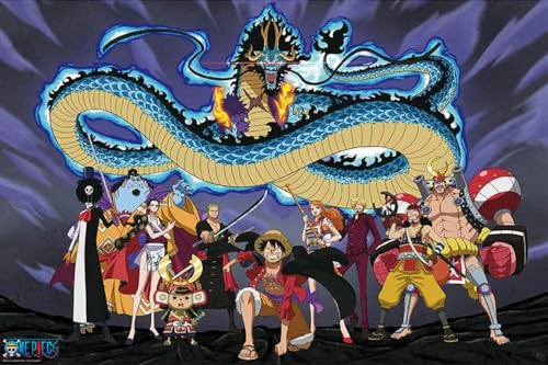 BUY ART FOR LESS Officially Licensed One Piece - The Crew vs Kaido Art Poster - 24 x 36 Inch - Decorative Print - Poster Paper - Ready to Frame