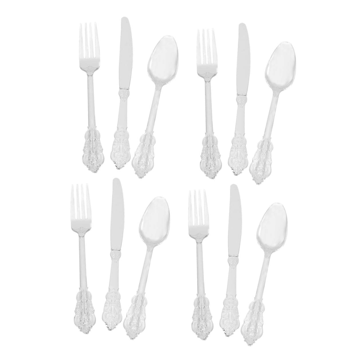 FRCOLOR 12Pcs Silverware Multipurpose Knives Forks Spoons for Parties Weddings and Gatherings Durable Household Tableware for and Decoration