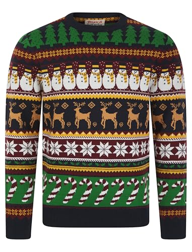 shelikes Mens Christmas Jumper Ugly Sweatshirts Novelty Knitwear Top Long Sleeve Sweaters | Xmas Jumpers | Santa Sweatshirt | Festive Sweater (Ink L)