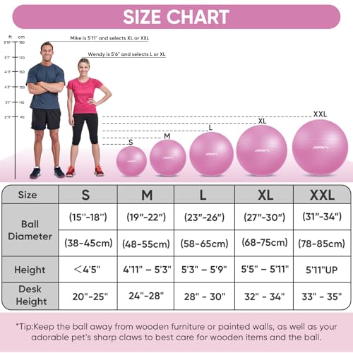 Image of APEXUP Yoga Ball, 660 lbs Anti-Burst Exercise Ball with Pump, 5 Sizes | Anti-Burst, Anti-Slip, SGS Certified, Strengthens Core, Improves Balance & Posture, Boosts Flexibility & Stability