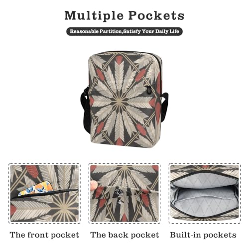 messenger bag crossbody cross body bag for woman women's crossbody handbags Adjustable Strap for Outdoor Daily Outdoor Daily- Boho Japanese Leaves2