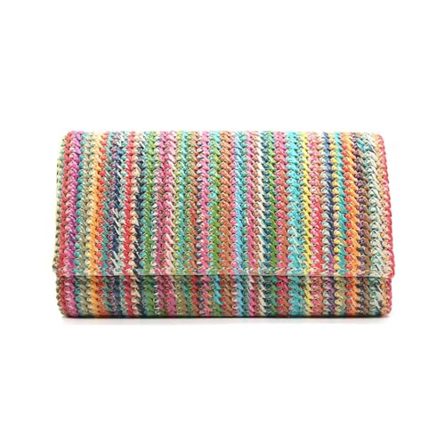 Image of Huralona Women Straw Woven Clutch Purse Pleated Handbag for Summer Beach Vacation Straw Shoulder Crossbody Bag