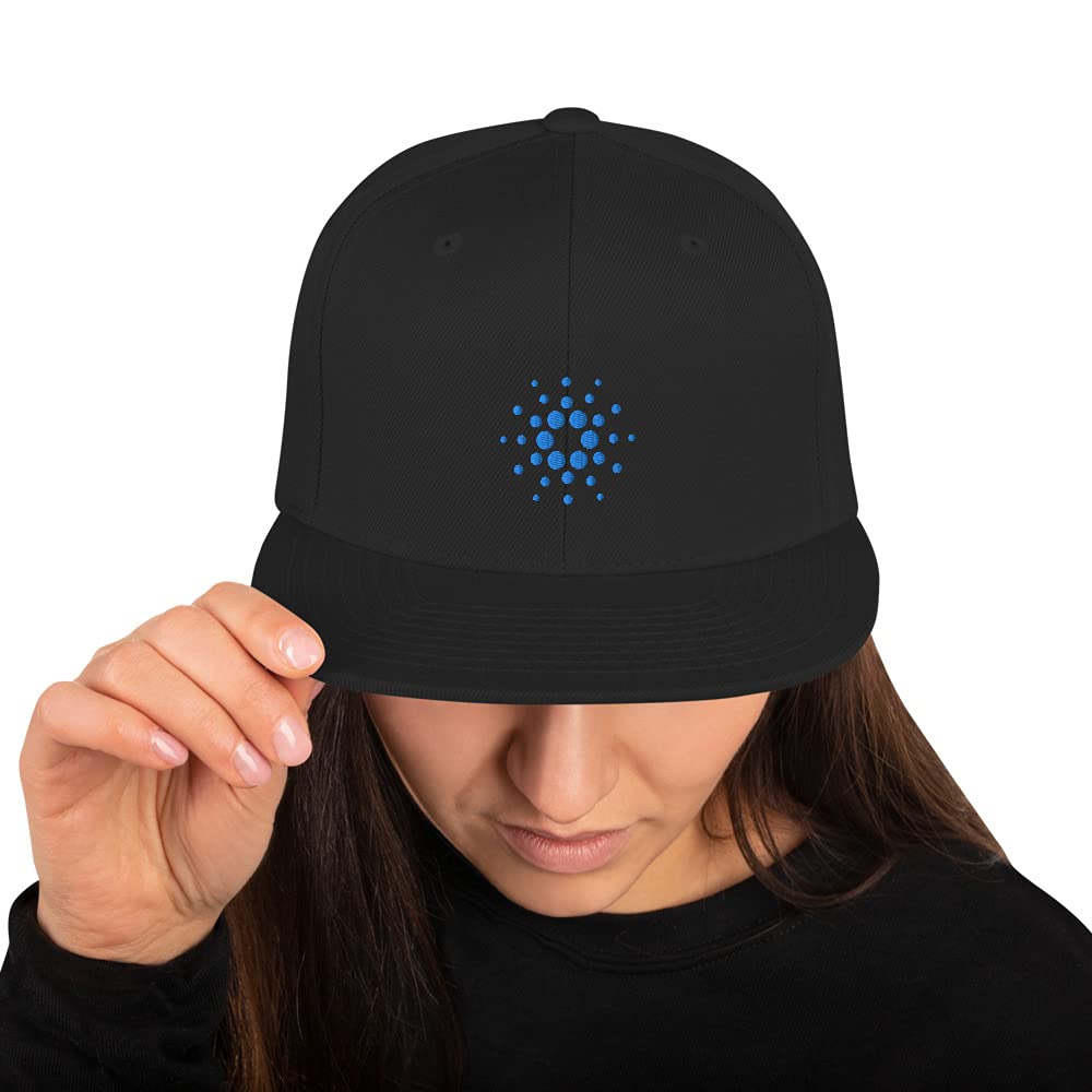 Cardano Crypto Embroidered Snapback Hat Cryptocurrency Blockchain Black