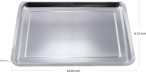 Miniatura 6 de Bandeja de acero inoxidable, bandejas de laboratorio, bandejas de herramientas de arte de uñas, tamaño 12.5 x 8.7 x 0.85 pulgadas, bandeja para