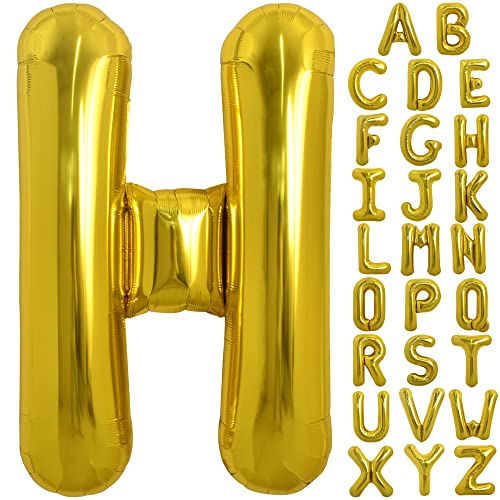 Image of TONIFUL 40 Inch Large Gold Letter H Balloons, Foil Mylar Big Balloons for 2026 New Year Eve Graduation Wedding Baby Shower Birthday Party Anniversary Supplies Decorations