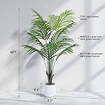 Artificial Areca Palm Tree 4FT Fake Potted Plant Faux Silk Tropical Areca Palm with 12 Trunks & Real Bark Design, Large Aritificial Plant in White Pot for Home Living Room House Warmming Floor Decor - Image 5
