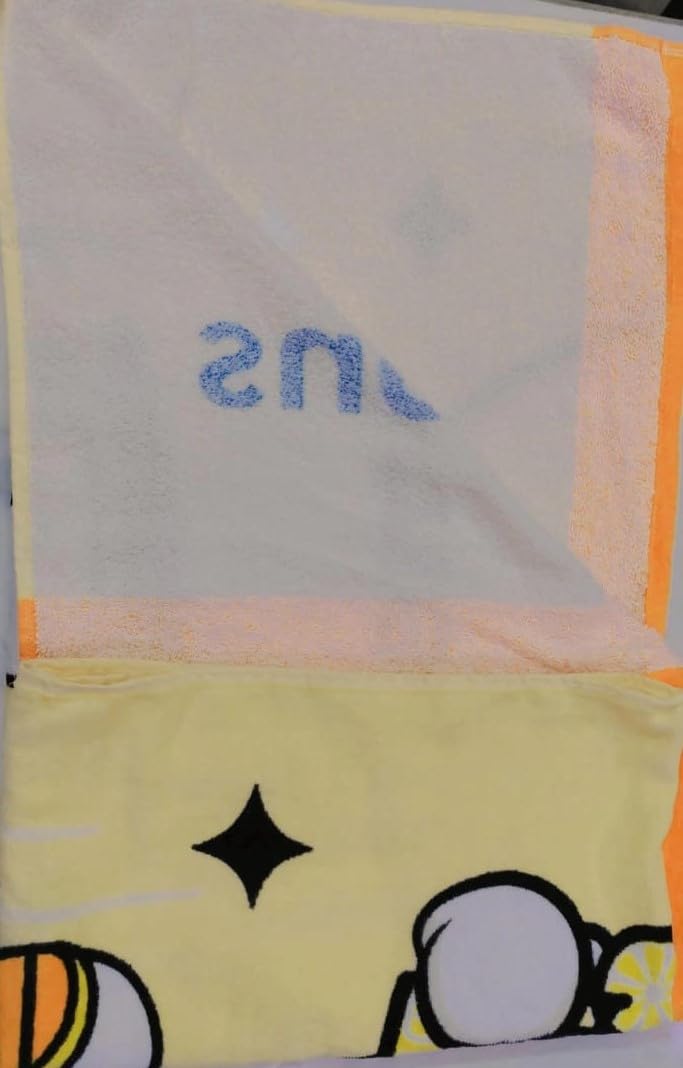 SAI-ENTERPRISES 100% pure cotton cartoon Cartoon Printed Large size Cotton Bath Towel for girls/boys/Kids (Yellow Lemonade - Design 1) offers donot miss