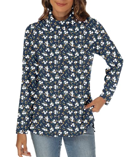 Image of Women Sweaters Turtleneck Long Sleeve Tunic Tops Fall Lightweight Pullover Sweater