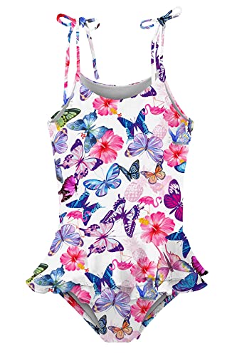 Cutemile 5 Years Old Girls One-Piece Swimsuit Summer Quick Dry Halter Butterfly Bathing Suits Breathable Mesh Bikini Swimwear 4-5 Years #TOP9