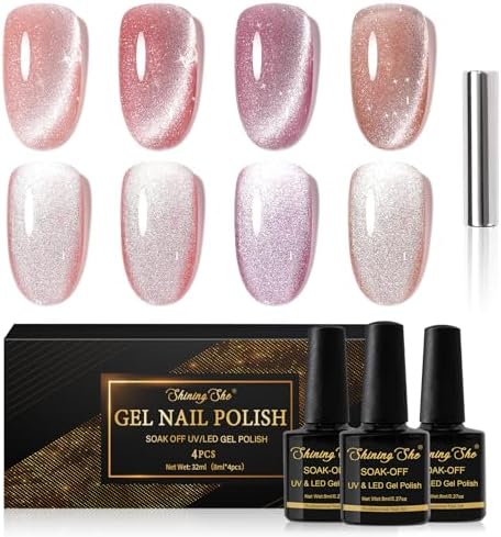 Shining She Neon Gel Nail Polish, 6 Colours Green Orange Blue Rose Gel Polish Set Soak-Off UV/LED Lamp Nail Polish Gel Gift for Women Nail Art Salon DIY Home, 8ML