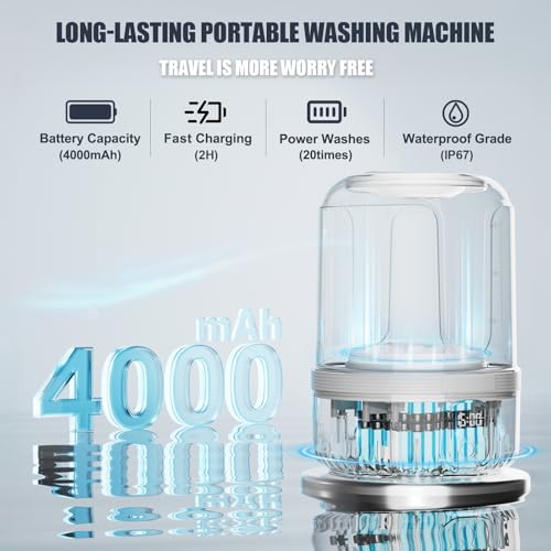 Underwear Washing Machine, Upgrade 1.5L Mini Portable Washing Machine Rechargeable Underwear Washer Deep Cleans Small Clothes for Apartment, Dorm, RV, Travel & Hotel Use (White) by scbestuygo - Image 3