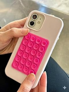 Vakumlu Silikon Telefon Tutucu, Telefon Vantuz, Telefon Ayna Tutucu, Duş, Tiktik video çekim tutucu (Canlı Pembe, Tek Taraflı/Yapışkanlı)