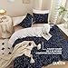 ECOCOTT Duvet Cover Queen, 100% Natural Cotton 1 Duvet Cover +2 Pillowcases Bedding Set,Navy and Cosmic Constellation Reversible Printed Pattern Soft Cozy Breathable and Durable Duvet Cover Set