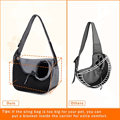 Yudodo Pet Dog Sling Carrier Travel Hands-Free Puppy Pouch Carriers With Bottom Breathable Doggie Carrying Bag Reflective Safe Cat Crossbody Carrier For Medium Small Dogs Cats(6-12Lbs, Black) #TOP6