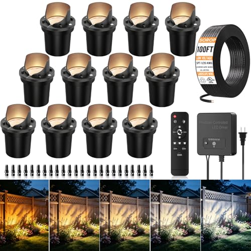 SOROP Low Voltage Landscape Lighting Kit, 2200K-6500K Well Lights 12Pack
