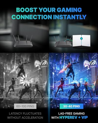 Image of Gaming Router WiFi 6: PC, PS5, Xbox, Switch | 90 Days Free GearUP Booster | 2402 Mbps Dual Band (5G /2.4G) | LAN /WiFi Connection | Internet Optimiser for Games