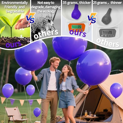 Image of Purple Big Balloons 32pcs, 18 Inch Large Latex Giant Heavy Duty Balloons for Birthday Wedding Baby Shower Decorations