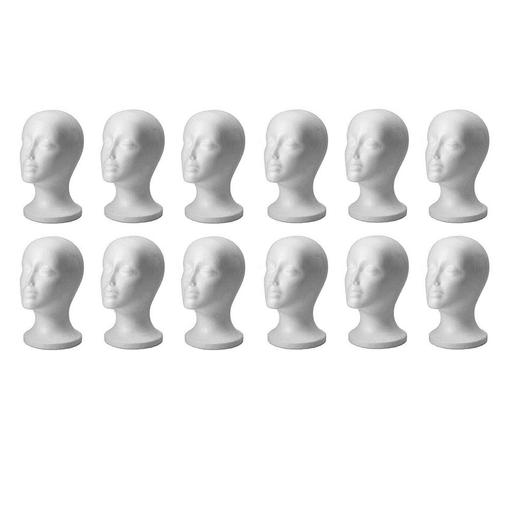 White Polystyrene Female Wig Head Mannequin Foam Head Hat Display Stand (12)