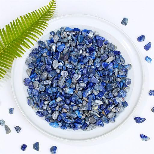 Image of YATOJUZI Lapis Lazuli Aquarium Gravel Rocks Bulk Wholesale Tumbled Crystals Stones Chips Crushed Reiki Energy Balancing Gemstones for Planters Vase Filler Fountain Fish Tank Potted Decor 0.44LB