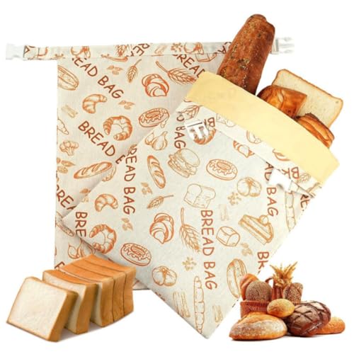 ARVALOLET 2 bolsas de pan de algodón reutilizables para mantener tu pan fresco durante días para masa fermentada. Bolsas de almacenamiento para levadura