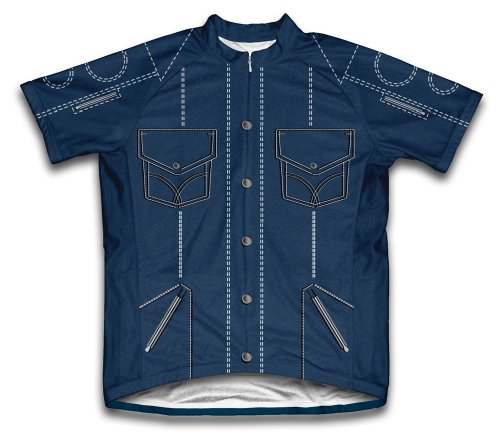 ScudoPro Jean Shirt Short Sleeve Cycling Jersey for Youth - Size XS Blue