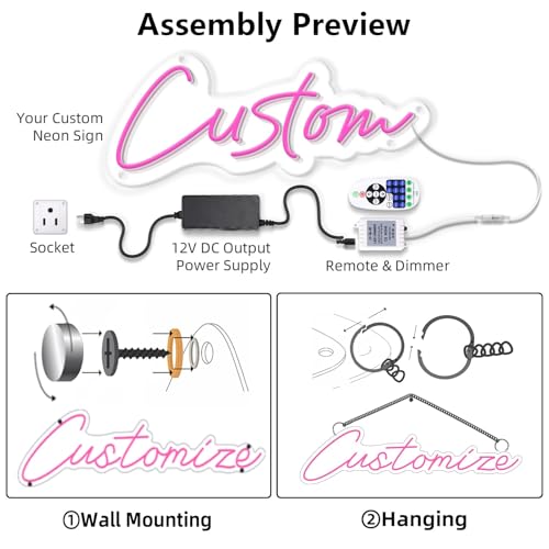 MOLCOVEX Custom Neon Signs – Personalized LED Neon Lights for Weddings, Customizable Neon Name Sign for Bedroom, Business Logos, Birthday Parties & Holiday Gifts