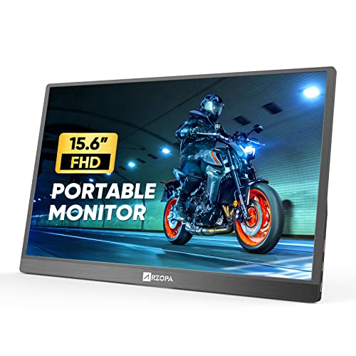 Portable Monitor, Arzopa 15.6" 1080P HDR USB C Portable Laptop Monitor with Built-in Kickstand & Dual Speakers External Monitor for Mac Laptop PC Smartphone
