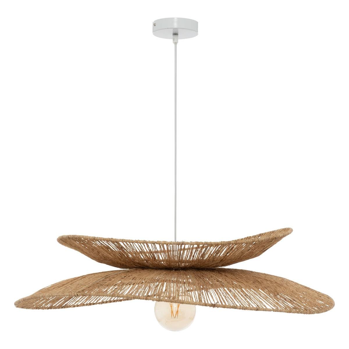 Atmosphera - Suspension Alara en Jute Tressé Beige D. 69,5 cm, Hauteur Réglable - Luminaire Style Bohème Pour Salon, Salle à Manger, Chambre