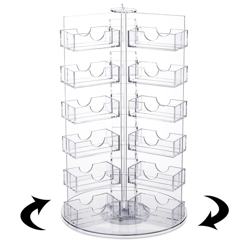 Huwena 36 Pocket Acrylic Rotating Business Card Holder Multiple Spinning Clear Business Card Holder Countertop Greeting Sticker Displa Stand Multi Slot Organizer for Office Home Desk